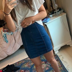 Free People denim pencil skirt